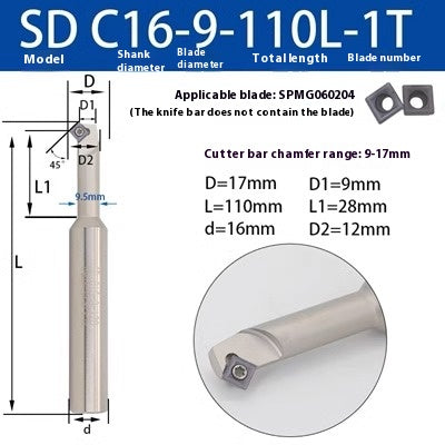 6037 45 degree inside and outside positive and negative chamfering cutter CNC rounding chamfering cutter SD SPK upper and lower bore reverse pull chamfering cutter bar Shandong Denso Pricision Tools Co.,Ltd.